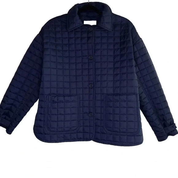 Hudson North Square Quilt Polyfill Navy Oversized Jacket Size Small - Picture 2 of 10
